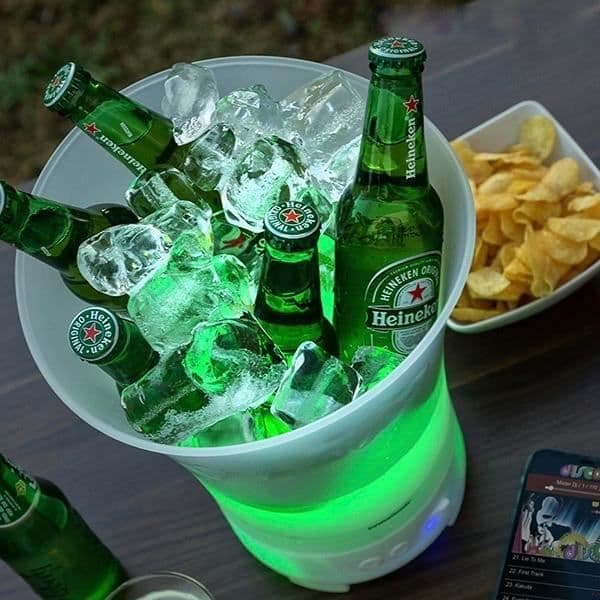 Ispose - MODEZVOUS - LED-belysning - Bluetooth-højttaler - Isbakke 7 farver - Hvid plast Hvid