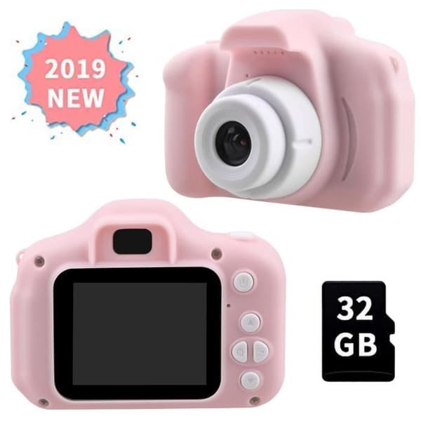 Børnekamera - ALLONSCD - HD 1080p - Stødabsorberende - Rosa - 12MP rosa