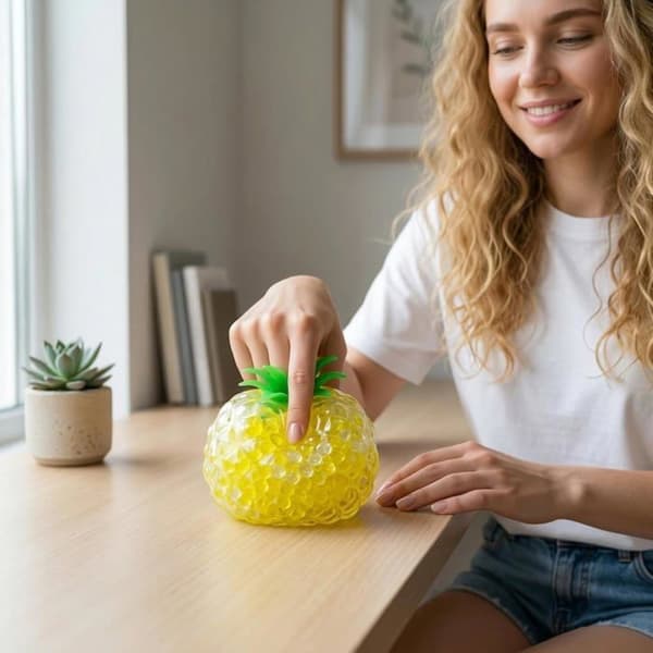 Squishy anti-stress - NOBRAND - Ananas Kawaii - TPR ultra-blød - Rivfast - Sensorisk formbar