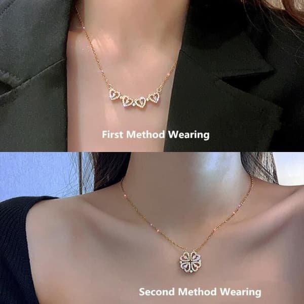 Collier - ANDERLEDES - Firekløver - Rustfrit Stål - Guld - 42+6 cm gyllene