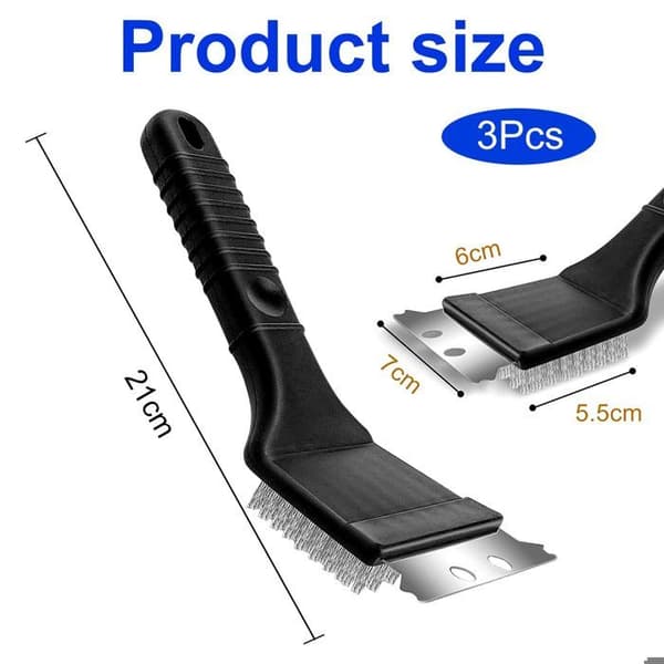 Grillbørste - Rustfrit stål - 3 dele - Hård skraber - Rustfri - Ergonomisk