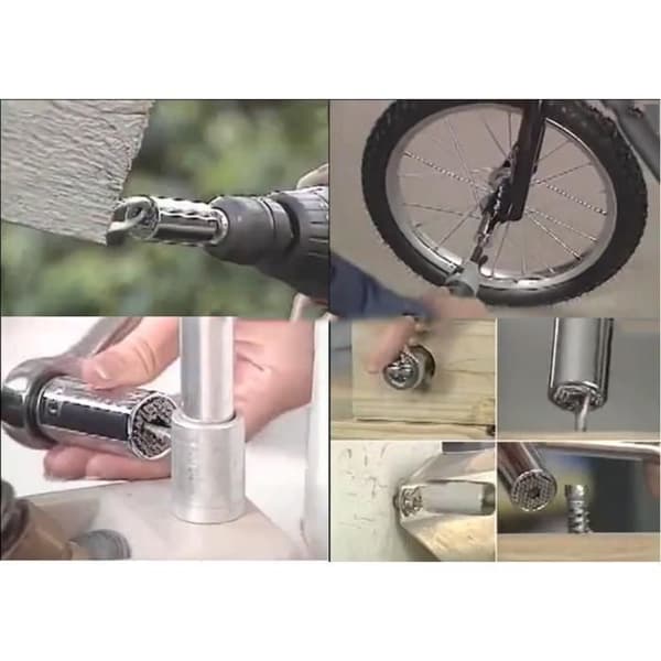 Håndværktøjsadapter - Universel - 2 stk./Sæt - 25 mm nøgle - Kompatibel med 7-19 mm - Poleret krom