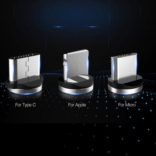 Reservehoved (Micro-USB) - WEWOO - IP8F5092 - Magnetisk nylonkabel - 1 m - Sort Svart