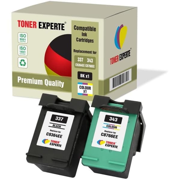 Mustepatruunat - TONER EXPERTE - HP 337 & 343 - 2 kpl - Uudelleenvalmistetut - Musta/Väri