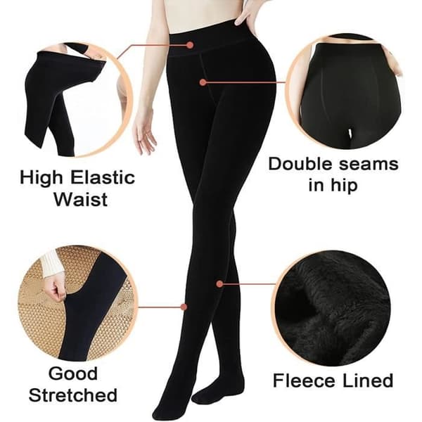 Fleece leggings dam - Hög midja - Opaque - Svart - Termisk fleecefoder Svart S