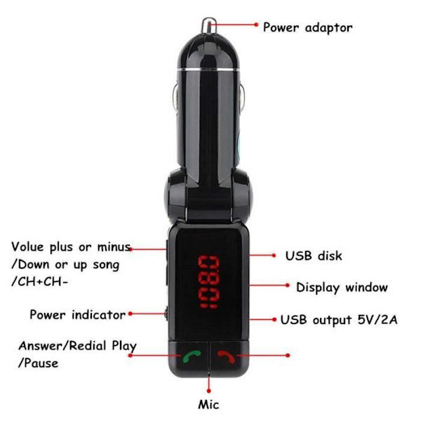 Trådløs musikafspiller LCD bil Bluetooth FM transmitter Kit MP3, Bluetooth FM transmitter til bil