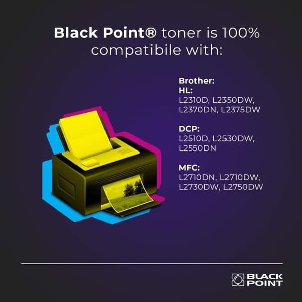 Toner Kompatibel - BLACK POINT - TN-2410 - 2 Patroner - Sort - Ydelse 3000 sider