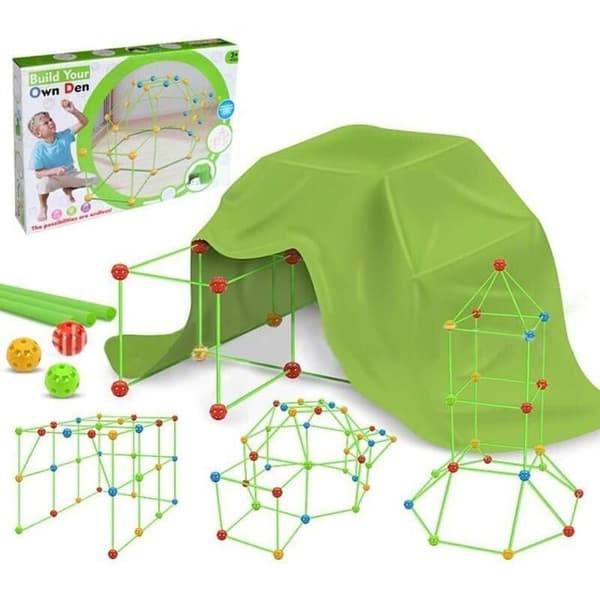 Børnetelt - DIY - Fluorescerende - Hyttebygger kit - 44 bolde - 86 stænger Fluorescerande
