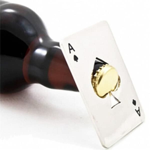 Flasköppnare - Möbelfri - Poker Spade ACE - Rostfritt stål - Elegant - Kompakt Pengar