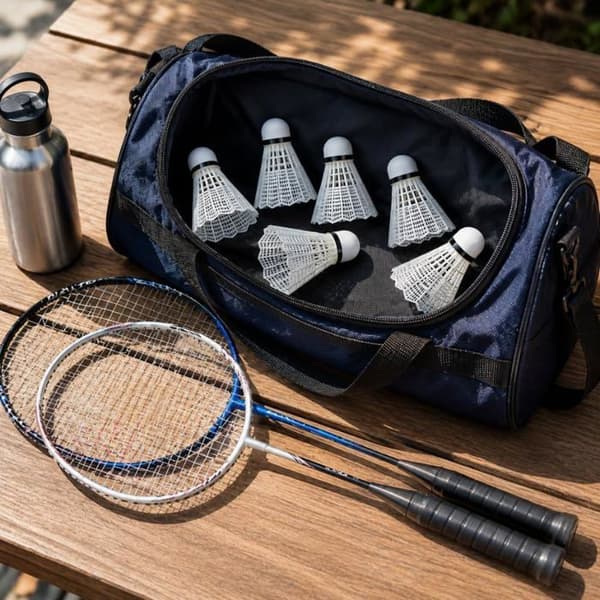 Badmintonfjer - SIROCO - Sæt med 6 hvide fjer 8,5 cm - Plastik & nylon - Letvægts - Træning/Udendørs Vit