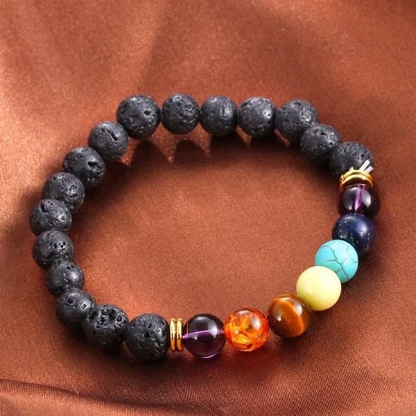 7 Chakra helbredelse armbånd naturlige lava sten diffuser armbånd smykker RW1382