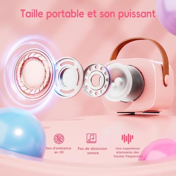 Micro Karaoke - YNKKVRE - Barn - 2 Mikrofoner - Rosa - 4-12 År Ros