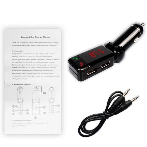 BC06 Multi-Use FM Sender Bil Bluetooth MP3 Læser 2 USB Porte 3,5mm Stik Telefon Knapp