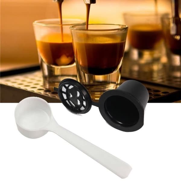 Kaffekapsel - NESPRESSO - Genanvendelig - Sort - Plastik - Inkluderer ske Sort