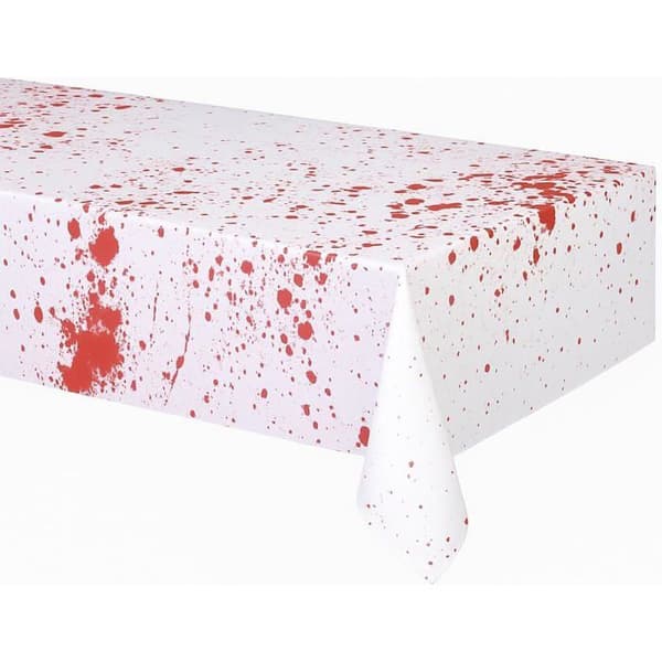 Stor Halloween Vit Blodig Duk Röd Stänk Mönster 245 x 75 cm Dekoration