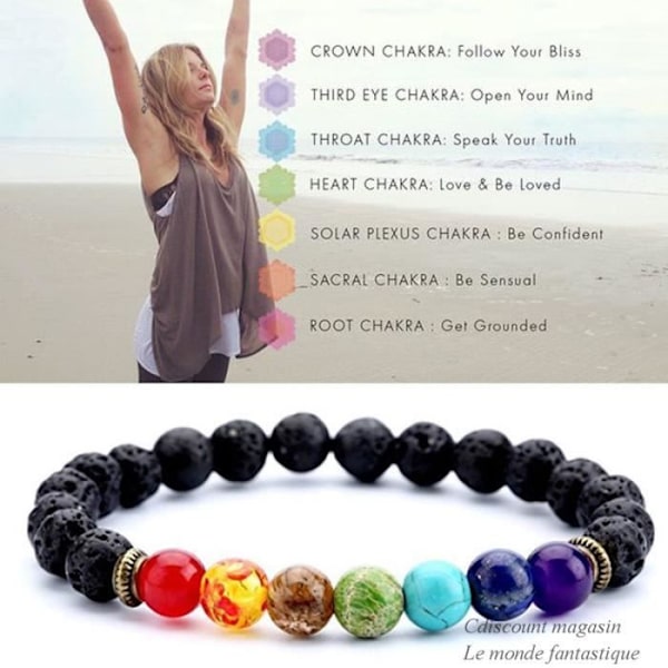 Armbånd - 7 Chakra - Naturlig Sten - 8mm - Elastisk - Kvinde