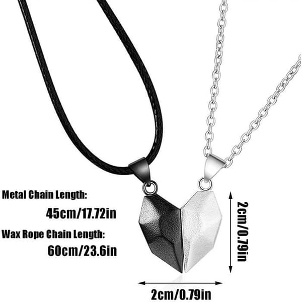 Collier - Hjerte Puzzle - Rustfrit Stål - Magnet - Justerbar - Unisex -