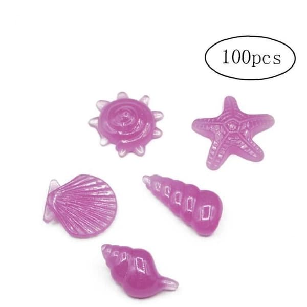 Lysende sten - Pabbles - 100 stk - Plastik - 2-3 cm - Have dekoration Violett