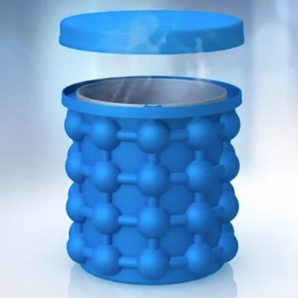 Iscube - Isterningmaskine Silikone 2 i 1 - Silikone - Isbucket 2 i 1 - Blå Blå