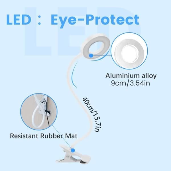 Skrivebordslampe - LED - Sort - 3W - Fleksibel 360° - Energisparende