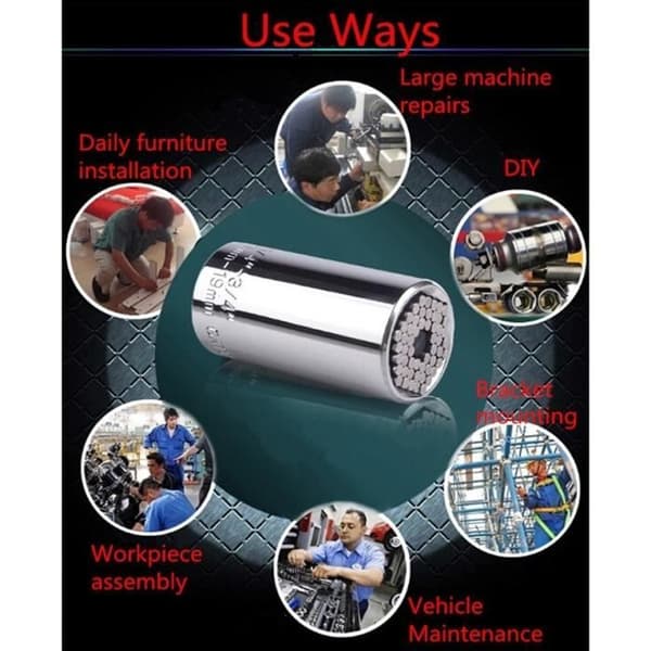 Universal 1-4 "-3-8 (7mm-19mm) Adapter, Power Drill Adapter Værktøj Hardware Del (Sølv)