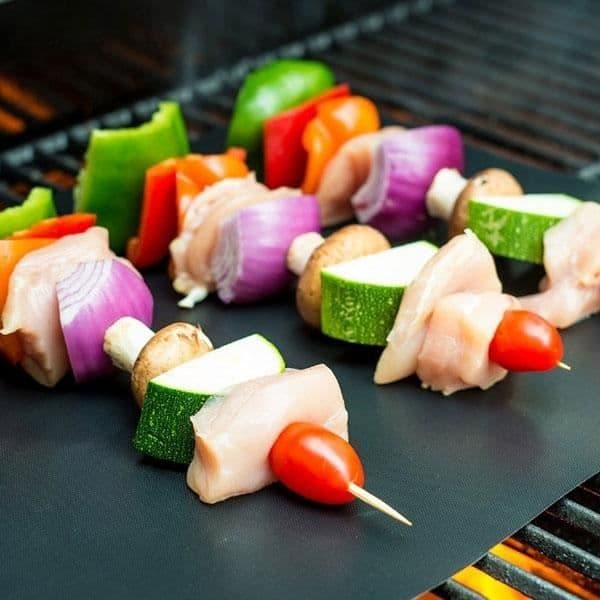 33 x 40cm genanvendelig BBQ grillmatte non-stick Teflon bageunderlag sort
