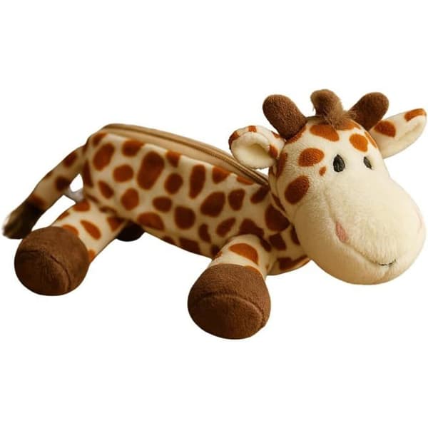 Plyssetui - Giraffe - 25 cm - Blødhed - Lynlås - Ideel til Børn beige, brun