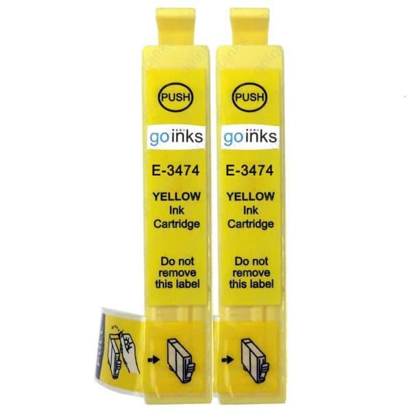 2 Go Inks Gule blækpatroner til at erstatte Epson T3474 (34 XL Series) Kompatible / ikke-OEM til Epson WorkForce Pro Printer