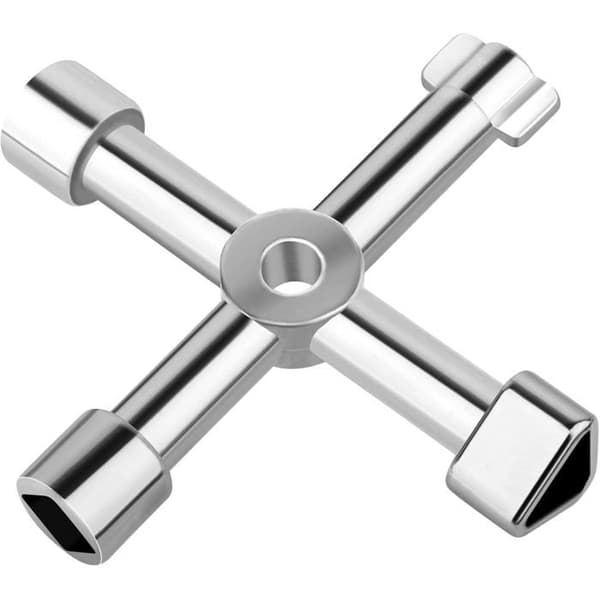 Multifunktionel nøgle - 4 veje - Zinklegering - Bærbar 7 cm - Universel Argent