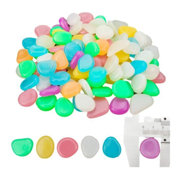 Lysende Dekorative Sten - 100 Stk - Fluorescerende - 1,8 til 3 cm
