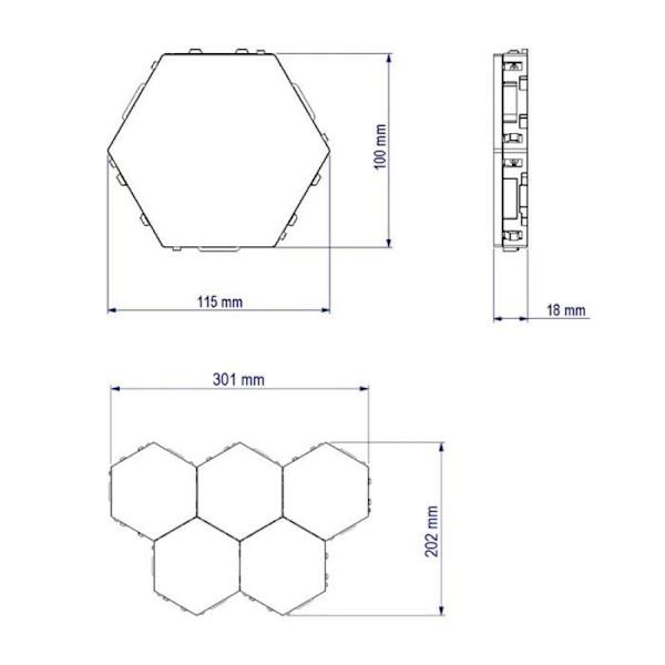 LED-lampe - Modulerbar - Berøringsfølsom - Hexagonal - Energibesparende - Indretning Vit