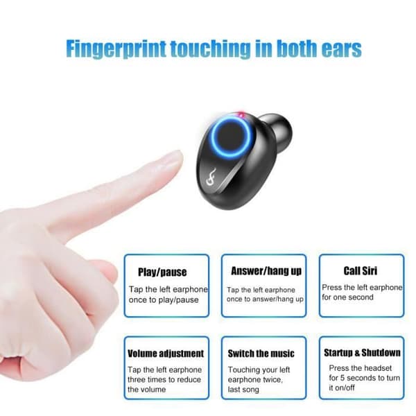 F9 Earphone BT5.0 Earbuds Double Ear Stereo Headset In Ear Headset Med Laddbox