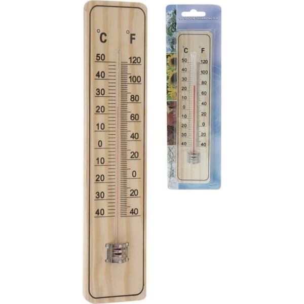 Utomhus termometer i trä - 22,5x5x0,8 cm brun