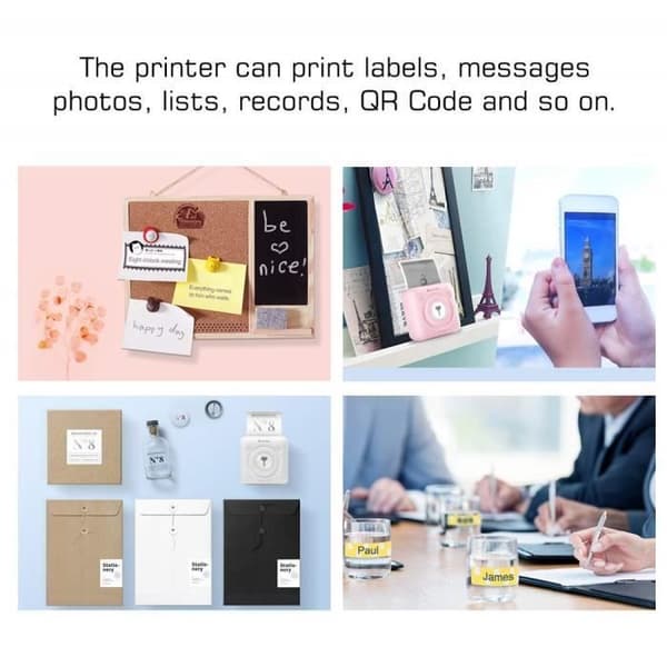 JEPOD A6 blæk- og laserprinter, PeriPage mini trådløs Bluetooth lommeprinter med termisk udskrivning og 25562