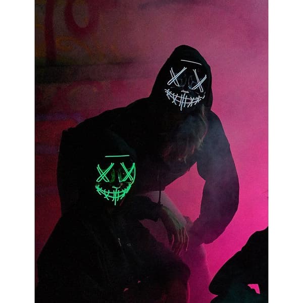 Accessoire - Ljusande grön LED-mask vuxen
