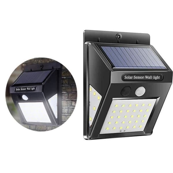 Solcellelampe - Syng - Lygte med bevægelsessensor - 30 LED - Sort - Udendørs Svart