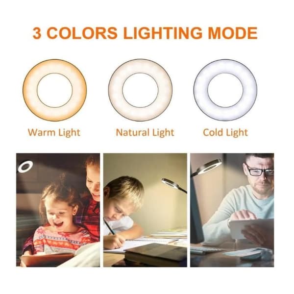 Klemme lampe - USB - 48 LED - 3 farver - Øjenbeskyttelse