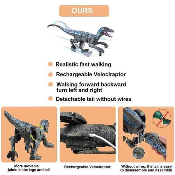 Fjernstyret dinosaurlegetøj på flugt - BOROFONE - Grå - Lyd- og lysimulation - Indendørs og udendørs Grå
