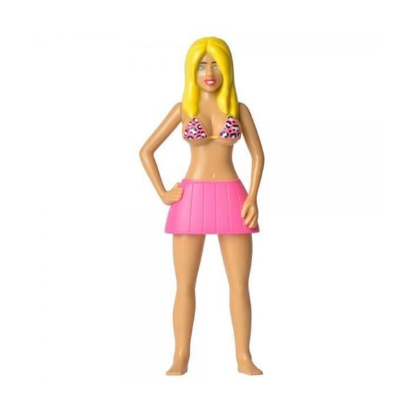 Flasköppnare - Brenda - 21 cm - Original Design - Blond Docka - Rolig Aperitif Accessoar Blond, leopardmönstrad bikini, rosa