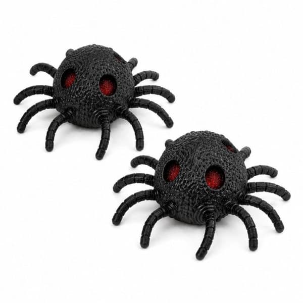 Sæt med 2 Squishy Edderkopper - BG INTERNATIONAL - Sæt med 2 Squishy Edderkopper 13 cm - Sort - Overraskelseseffekt - Sensorisk stressaflastning Svart