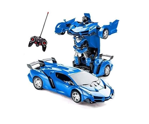 Bil 2 i 1 Transformérbar til Fjernstyret Robot Blå RC radiostyret