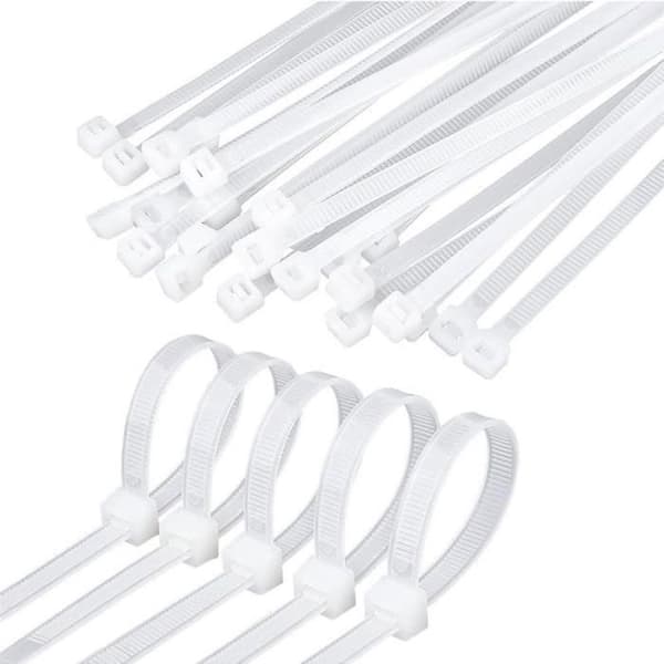 Sæt med 100 Plastikkabler - 100 Stykker Kabelbindere Rislan - 100x25mm Hvid
