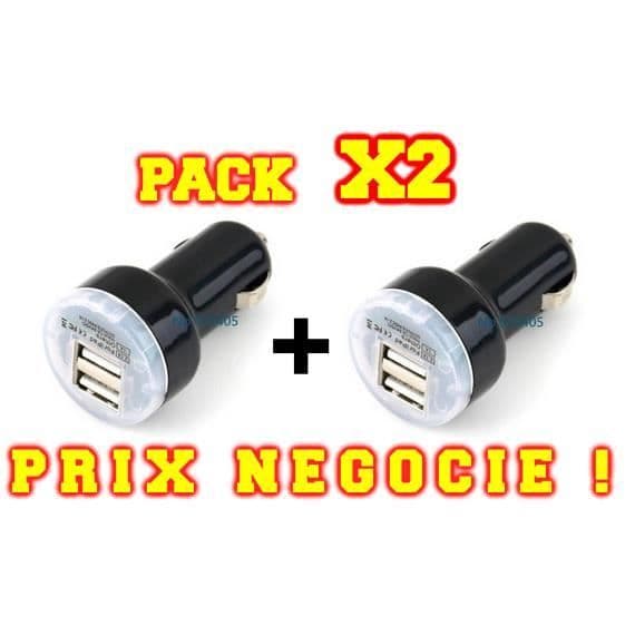 PACK X2 DUBBELT USB BIL LADERE