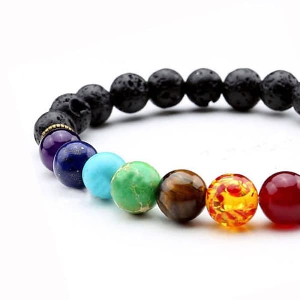 7 Chakra Healing Armband Beads Natural Lava Stone Diffuser Armband Smycken RWei1382