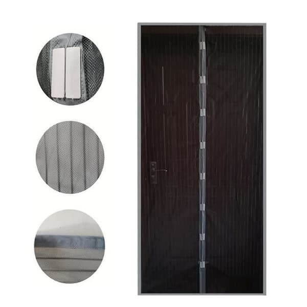 Myggenet - MKK - H210 cm x B100 cm - Sort polyester - Magnetisk fastgørelse - Til dør