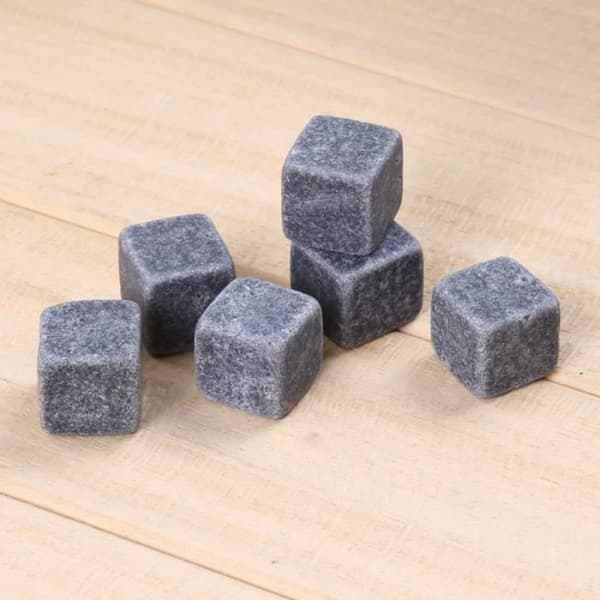 Vin køler - Naturlig sten - 6 stk - Sort farve - 2x2 cm Svart