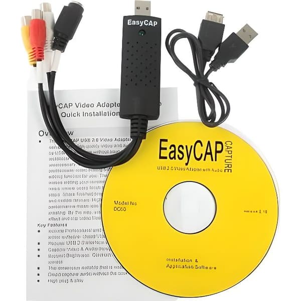 Videokapslingsprodukt - EasyCap - Video+lydoptagerstick - USB 2.0 - Sort farve