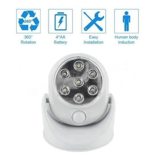 LED-lampe - Hvid - Bevægelsessensor - 360° - Trådløs Vit