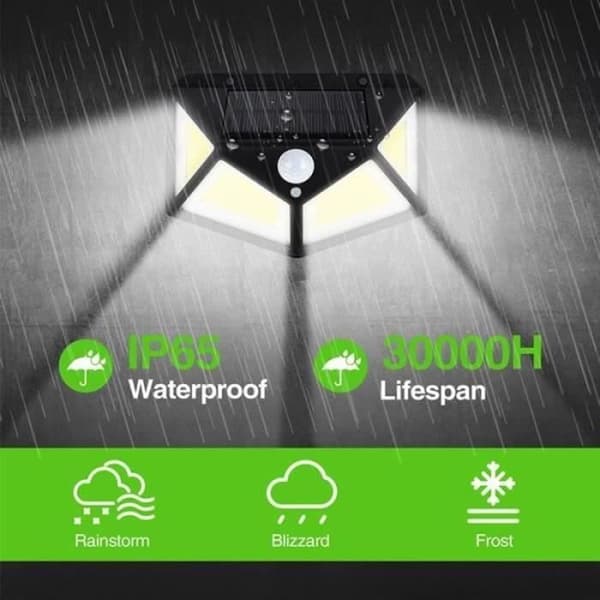 Solarlampe til haven - Solarlampe - 100 LED - Vandtæt - Bevægelsessensor - 3 lysindstillinger