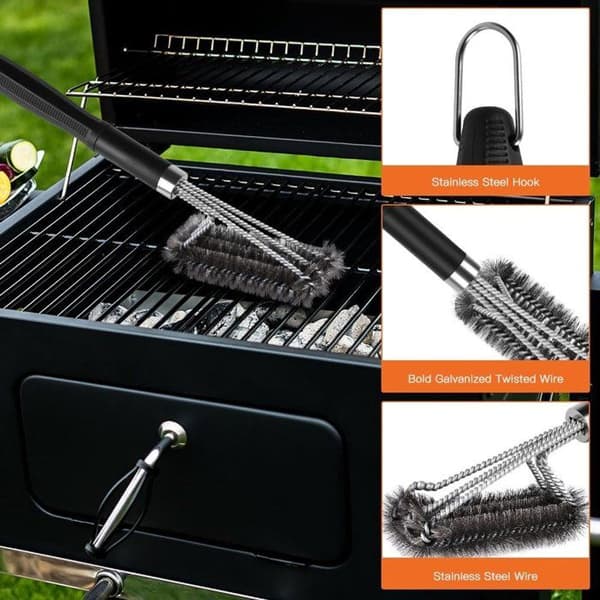 Rengöringsborste för grill - 3-i-1 360° - 2-pack - Rostfria borst - Längd 30 cm https://media.s-bol.com/m4AZ6Z4nL2W